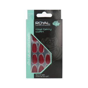 Coffin 24 Glue-On Nails - Rose Berry