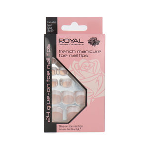 24 Glue-On French Manicure Toe Nail Tips