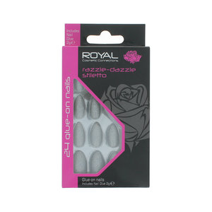 24 Stiletto Glue-On Nails - Razzle-Dazzle