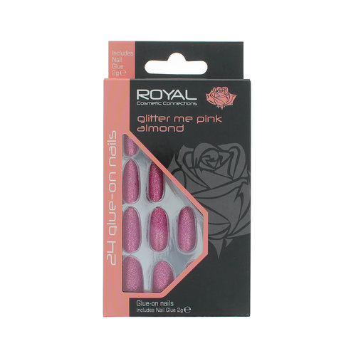 Royal 24 Glue-On Nails - Glitter Me Pink