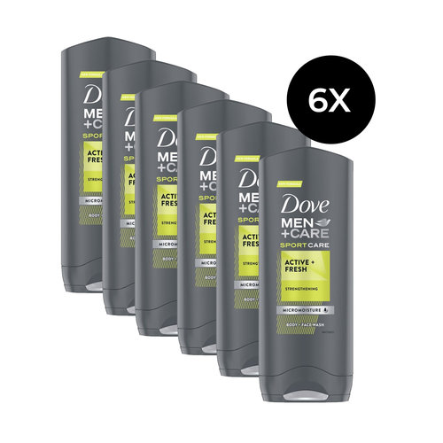 Dove Men + Care Sportcare Active Fresh Body - Face Wash - 6 x 250 ml