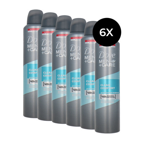 Dove Men + Care Clean Comfort Deodorant Spray - 6 x 250 ml