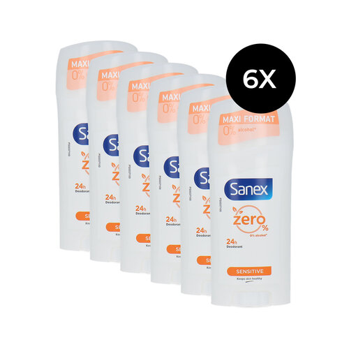 Sanex Zero% Sensitive Deo Stick Maxi Format - 6 x 65 ml