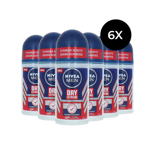 Nivea Men Dry Extreme Deo Roller - 6 x 50 ml