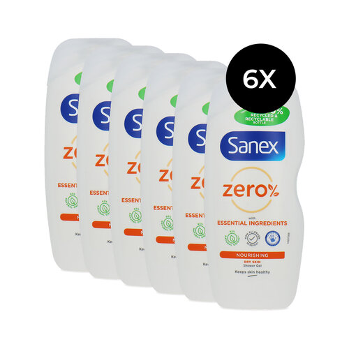 Sanex Zero% Nourishing Douchegel - 6 x 225 ml (voor droge huid)