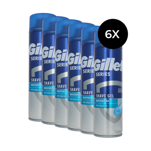 Gillette Men Series Moisturising Shaving Gel - 6 x 200 ml