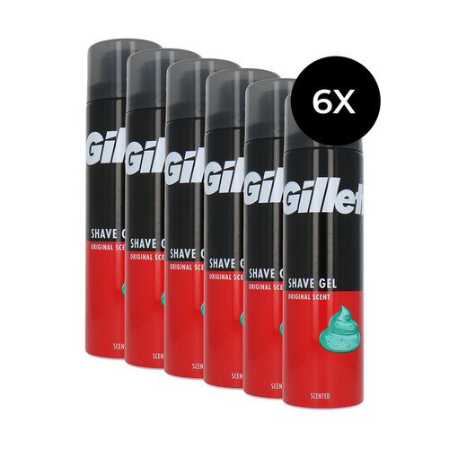 Gillette Men Original Scent Shaving Gel - 6 x 200 ml