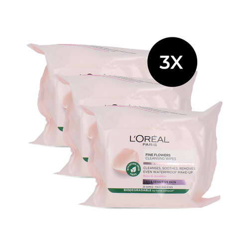 L'Oréal Fine Flowers Cleansing Wipes - 3 x 25 wipes