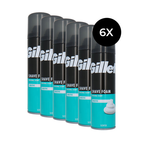 Gillette Shave Foam Original Scent Sensitive - 6 x 200 ml