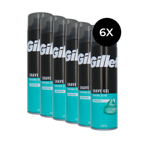 Gillette Shave Gel Original Scent Sensitive - 6 x 200 ml