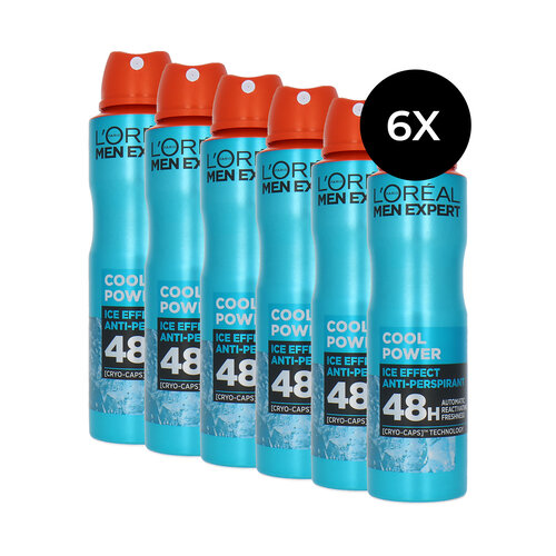 L'Oréal Men Expert Cool Power Ice Effect Deodorant - 6 x 150 ml