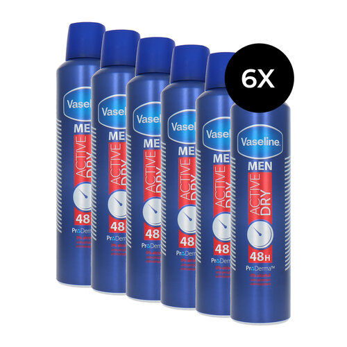 Vaseline Men Active Dry Deodorant Spray - 6 x 250 ml