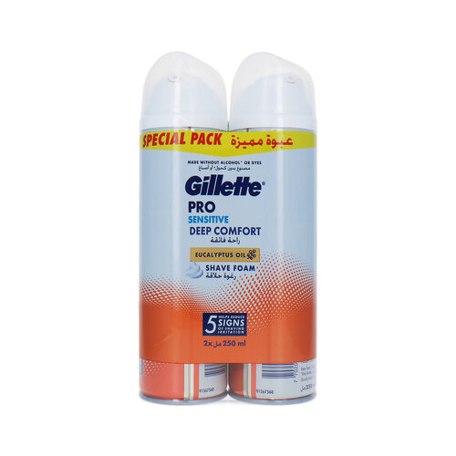 Gillette Pro Sensitive Deep Comfort Shave Foam - 2 x 250 ml