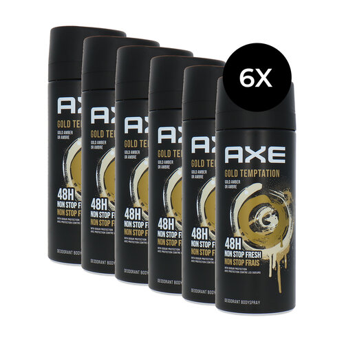 Axe 48 H Non Stop Fresh Deodorant Spray Gold Temptation - 6 x 150 ml