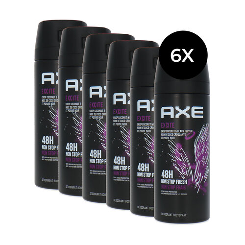 Axe 48 H Non Stop Fresh Deodorant Spray Excite - 6 x 150 ml