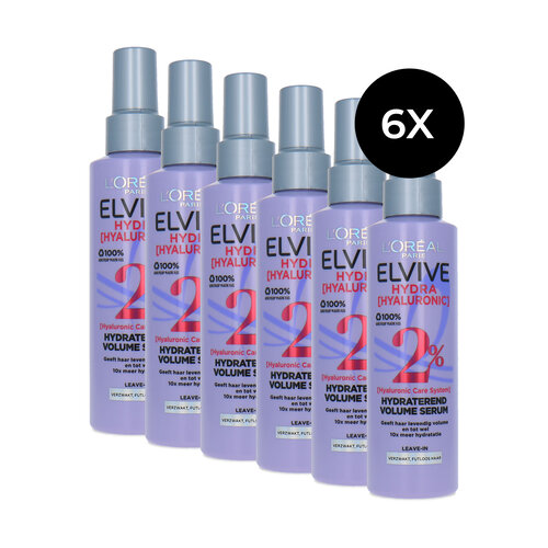 L'Oréal Elvive Hydra Hyaluronic Hydrating Volume Leave In Serum - 6 x 150 ml L'Oréal Elvive Hydra Hyaluronic Hydrating Volume Leave In Serum - 6 x 150 ml