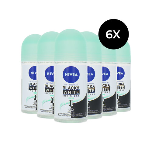 Nivea Black & White Invisible Fresh Deo Roller - 6 x 50 ml Nivea Black & White Invisible Fresh Deo Roller - 6 x 50 ml