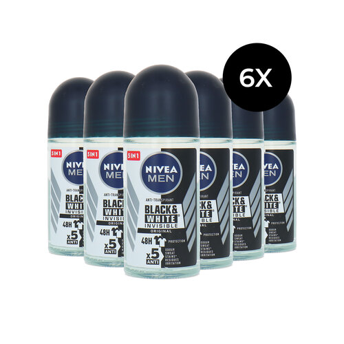 Nivea Black & White Invisible Original Deo Roller - 6 x 50 ml Nivea Black & White Invisible Original Deo Roller - 6 x 50 ml