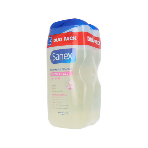 Sanex Dermo Tolerance Micellar Gel 0% Soap Douchegel - 2 x 400 ml (voor gevoelige huid) Sanex Dermo Tolerance Micellar Gel 0% Soap Douchegel - 2 x 400 ml (voor gevoelige huid)