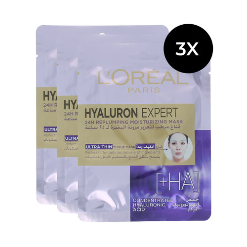 L'Oréal Hyaluron Expert Replumping Moisturizing Mask - 3 x 30 gr L'Oréal Hyaluron Expert Replumping Moisturizing Mask - 3 x 30 gr
