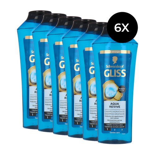 Schwarzkopf Gliss Aqua Revive Hydrating Shampoo - 6 x 400 ml Schwarzkopf Gliss Aqua Revive Hydrating Shampoo - 6 x 400 ml