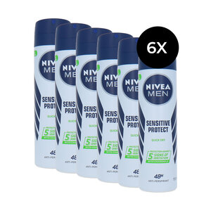 Men Sensitive Protect Quick Dry Deodorant Spray - 6 x 150 ml