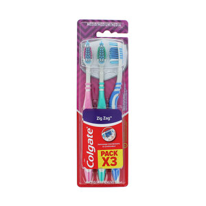 Colgate Zig Zag Pink-Blue-Green Medium - set van 3 Zig Zag Pink-Blue-Green Medium - set van 3