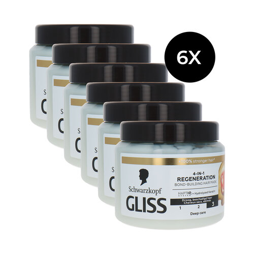 Schwarzkopf Gliss 4-in1 Regeneration Bond-Building Hair Mask - 6 x 400 ml Schwarzkopf Gliss 4-in1 Regeneration Bond-Building Hair Mask - 6 x 400 ml