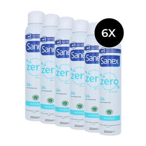 Zero% Invisible Deodorant Spray - 6 x 200 ml
