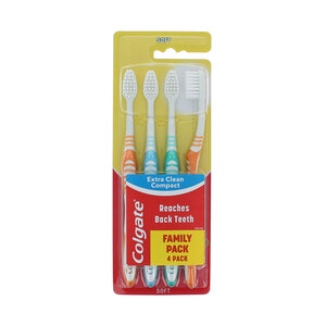 Colgate Extra Clean Compact Toothbrushes - Soft (set van 4) Extra Clean Compact Toothbrushes - Soft (set van 4)