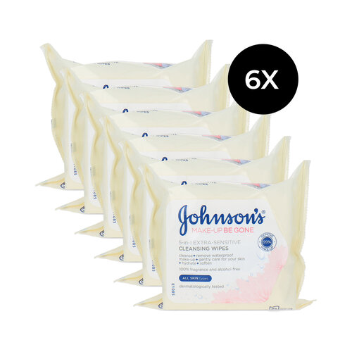 Johnson's Make-up Be Gone 5-in-1 Sensitive Cleansing Wipes - 6 x 25 wipes Johnson's Make-up Be Gone 5-in-1 Sensitive Cleansing Wipes - 6 x 25 wipes
