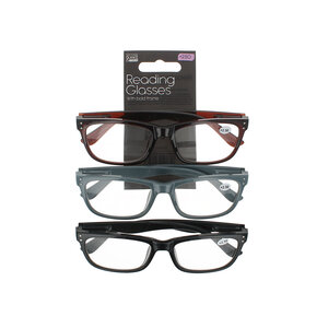 Second Glance 3 Pieces Bold Frame Reading Glasses + 2.50 - Black-Brown-Grey 3 Pieces Bold Frame Reading Glasses + 2.50 - Black-Brown-Grey