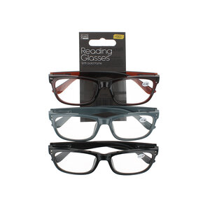 Second Glance 3 Pieces Bold Frame Reading Glasses + 1.50 - Black-Brown-Grey 3 Pieces Bold Frame Reading Glasses + 1.50 - Black-Brown-Grey