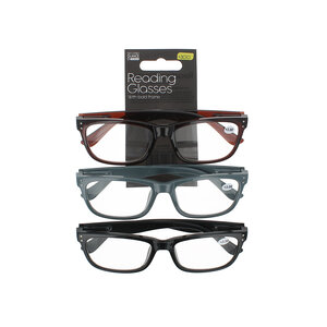 Second Glance 3 Pieces Bold Frame Reading Glasses + 3.00 - Black-Brown-Grey 3 Pieces Bold Frame Reading Glasses + 3.00 - Black-Brown-Grey
