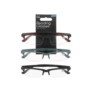 Second Glance 3 Pieces Half Frame Reading Glasses + 1.00 - Black-Brown-Grey 3 Pieces Half Frame Reading Glasses + 1.00 - Black-Brown-Grey