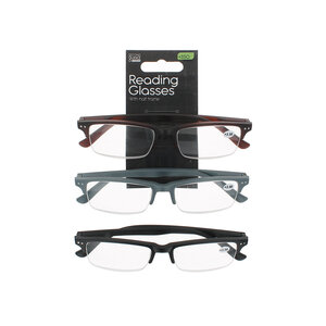 Second Glance 3 Pieces Half Frame Reading Glasses + 3.50 - Black-Brown-Grey 3 Pieces Half Frame Reading Glasses + 3.50 - Black-Brown-Grey