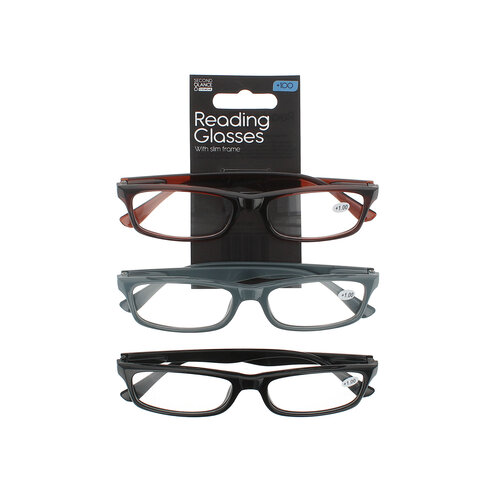 Second Glance 3 Pieces Slim Frame Reading Glasses + 1.00 - Black-Brown-Grey Second Glance 3 Pieces Slim Frame Reading Glasses + 1.00 - Black-Brown-Grey