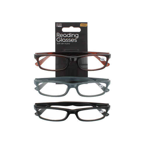 Second Glance 3 Pieces slim Frame Reading Glasses + 1.50 - Black-Brown-Grey Second Glance 3 Pieces slim Frame Reading Glasses + 1.50 - Black-Brown-Grey