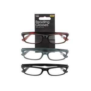Second Glance 3 Pieces slim Frame Reading Glasses + 3.00 - Black-Brown-Grey 3 Pieces slim Frame Reading Glasses + 3.00 - Black-Brown-Grey