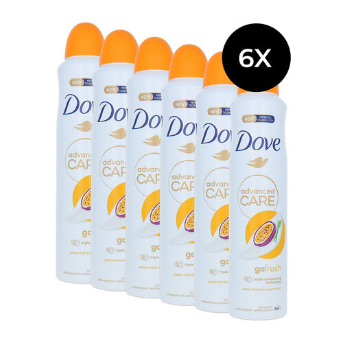 Dove Advanced Care Go Fresh Deodorant Spray Passion Fruit & Lemongrass - 6 x 250 ml Dove Advanced Care Go Fresh Deodorant Spray Passion Fruit & Lemongrass - 6 x 250 ml