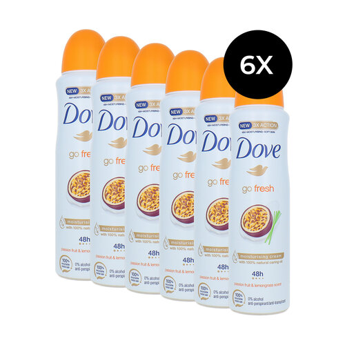 Dove Go Fresh Deodorant Spray Passion Fruit & Lemongrass - 6 x 150 ml Dove Go Fresh Deodorant Spray Passion Fruit & Lemongrass - 6 x 150 ml