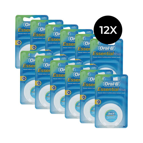 Oral-B Essential Floss Waxed Mint Dental Floss - 12 x 50 m Oral-B Essential Floss Waxed Mint Dental Floss - 12 x 50 m
