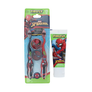 Firefly Spiderman Twin Pack Toothbrushes + Toothpaste