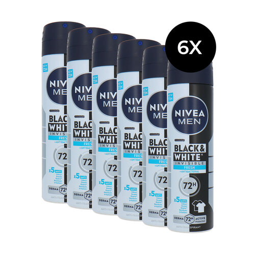 Nivea Men Black & White Invisible Fresh Deodorant Spray - 6 x 150 ml Nivea Men Black & White Invisible Fresh Deodorant Spray - 6 x 150 ml