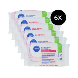 Nivea Nivea 3-in1 Caring Wipes - 6 x 25 (voor droge huid) Nivea 3-in1 Caring Wipes - 6 x 25 (voor droge huid)