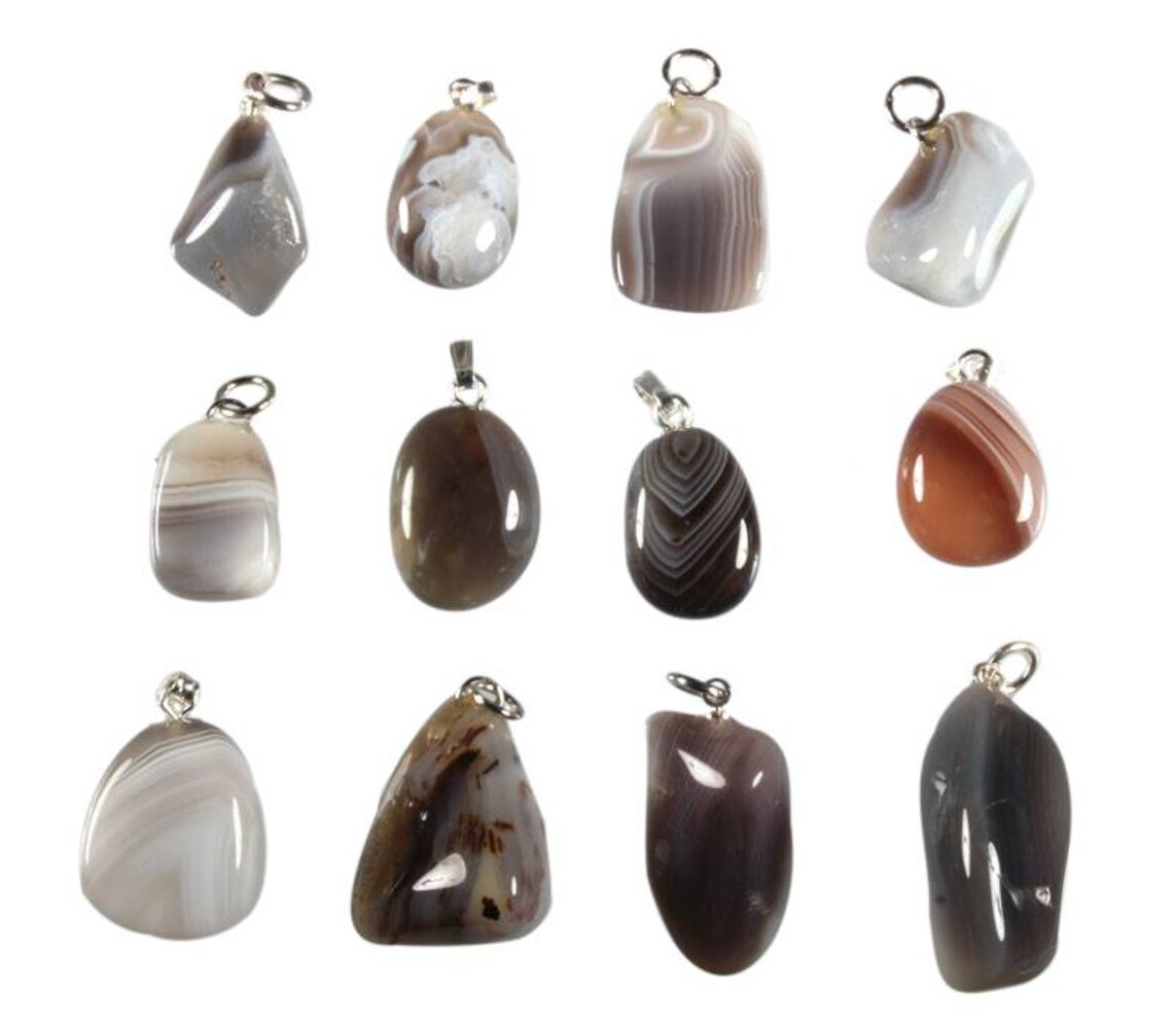 Agaat (Botswana) hanger grijs Agaat (Botswana) hanger grijs