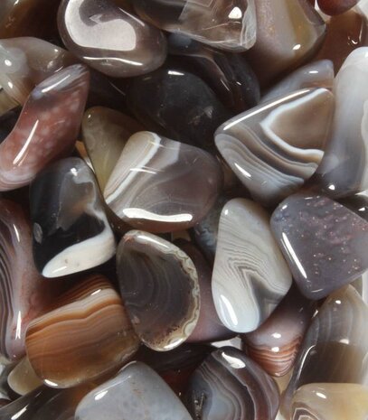 Agaat (Botswana) grijs steen getrommeld 2 - 5 gram