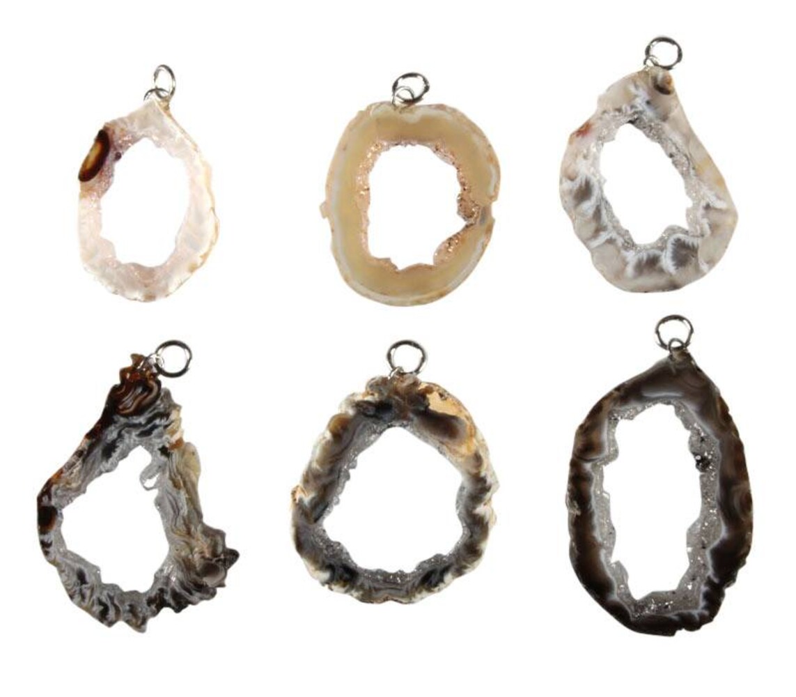 Agaat schijf hanger open