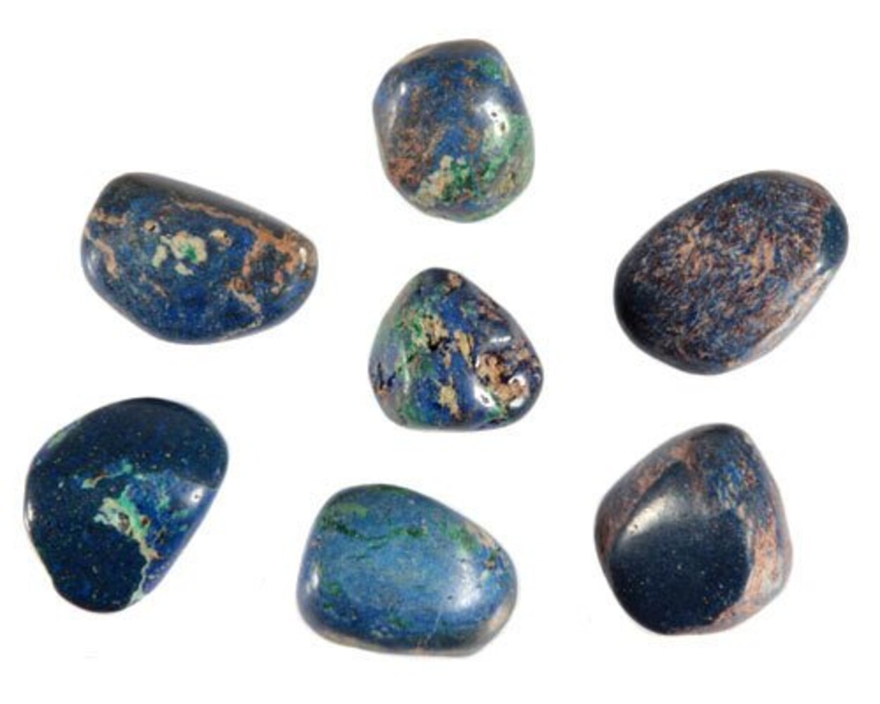 Azuriet-malachiet steen getrommeld 5 - 10 gram Azuriet-malachiet steen getrommeld 5 - 10 gram