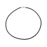 Leren koord gevlochten zwart zilveren sluiting 45 cm Leren koord gevlochten zwart zilveren sluiting 45 cm